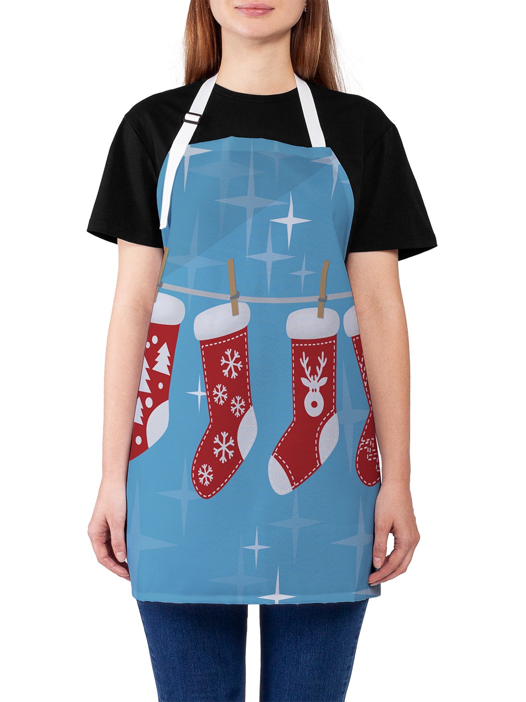 фото Фартук женский joyarty для готовки "рождественские носки", универсальный размер