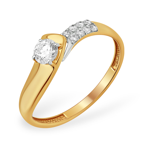 

Кольцо из желтого и белого золота со Swarovski р. 17.5 ЯХОНТ Ювелирный 181954, 181954