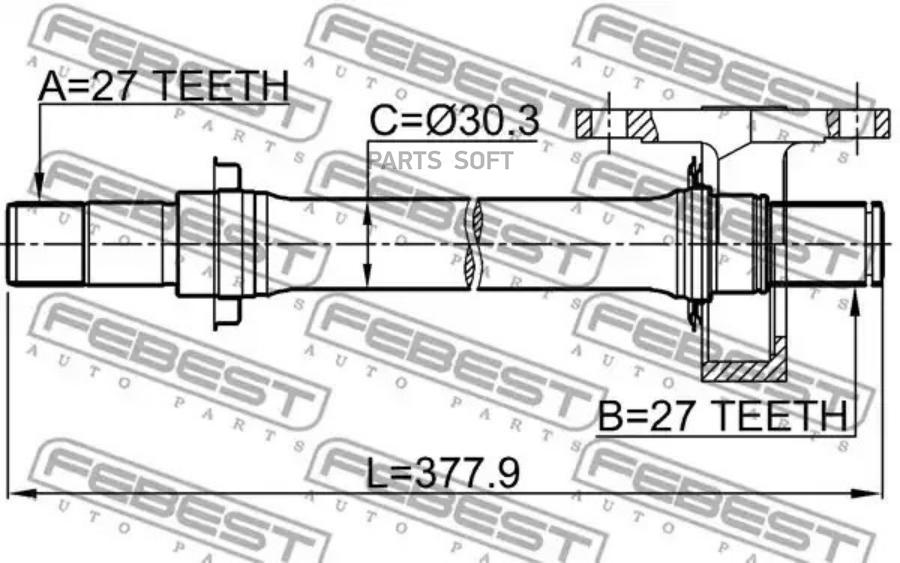 

FEBEST Полуось правая 27x377x27 FEBEST 0312-FKMTRH