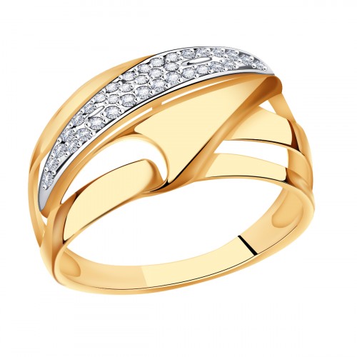 

Кольцо из желтого и белого золота с фианитом р. 17 ЯХОНТ Ювелирный 191185, 191185