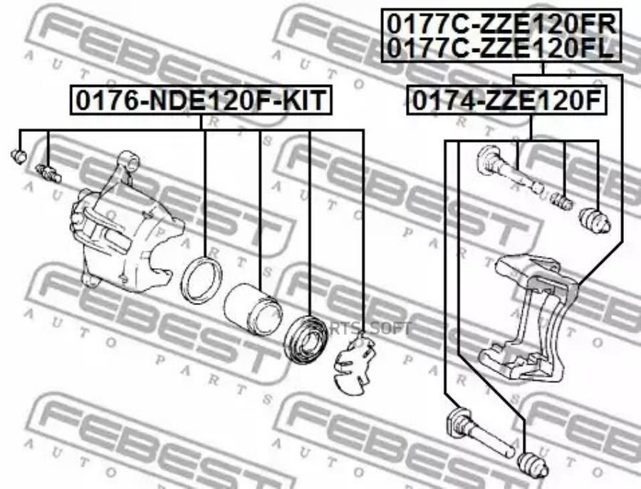 

FEBEST Скоба переднего левого тормозного суппорта TOYOTA COROLLA 5D ZZE122 2001.10-2007.02