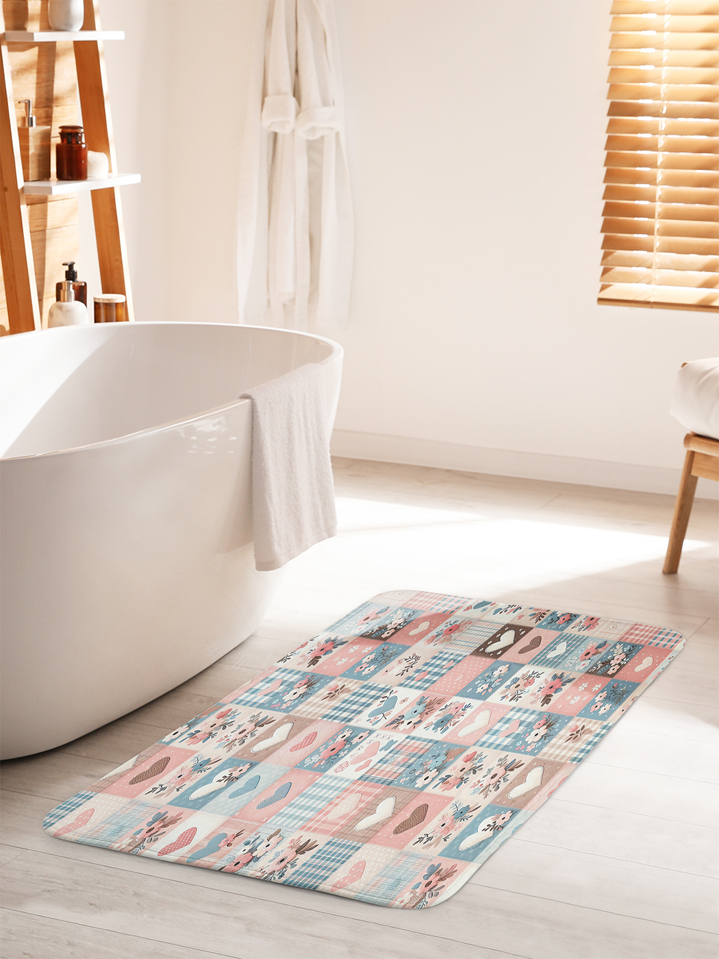 

Коврик для ванной туалета душа JoyArty "Нежные квадраты", bath_sd2479_60x100