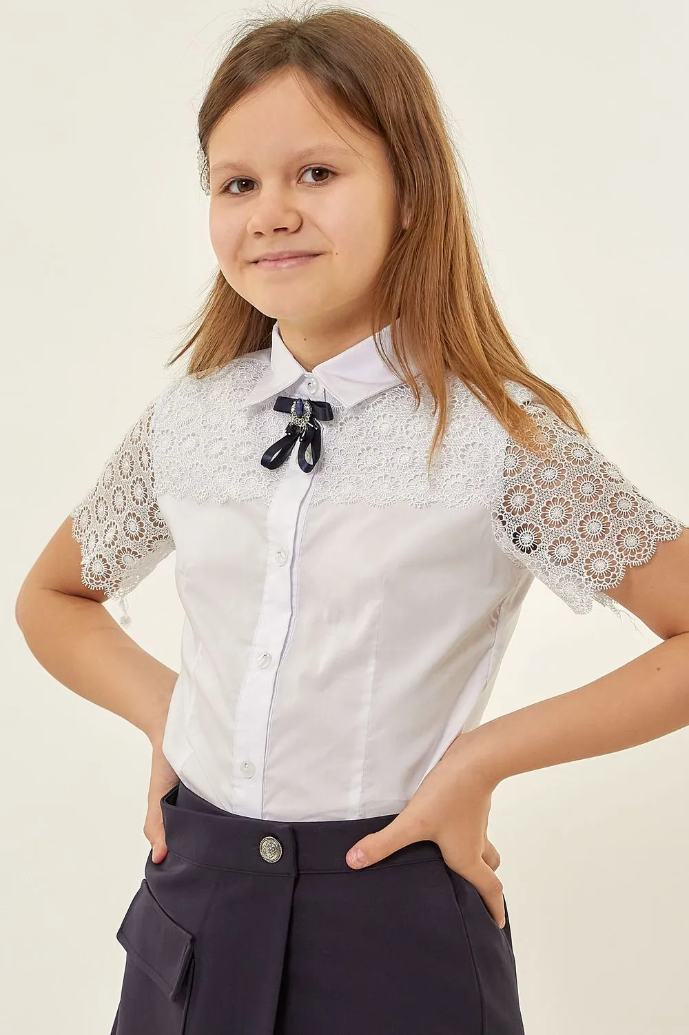 

Блузка детская Colabear 185681, белый, 122, 185681