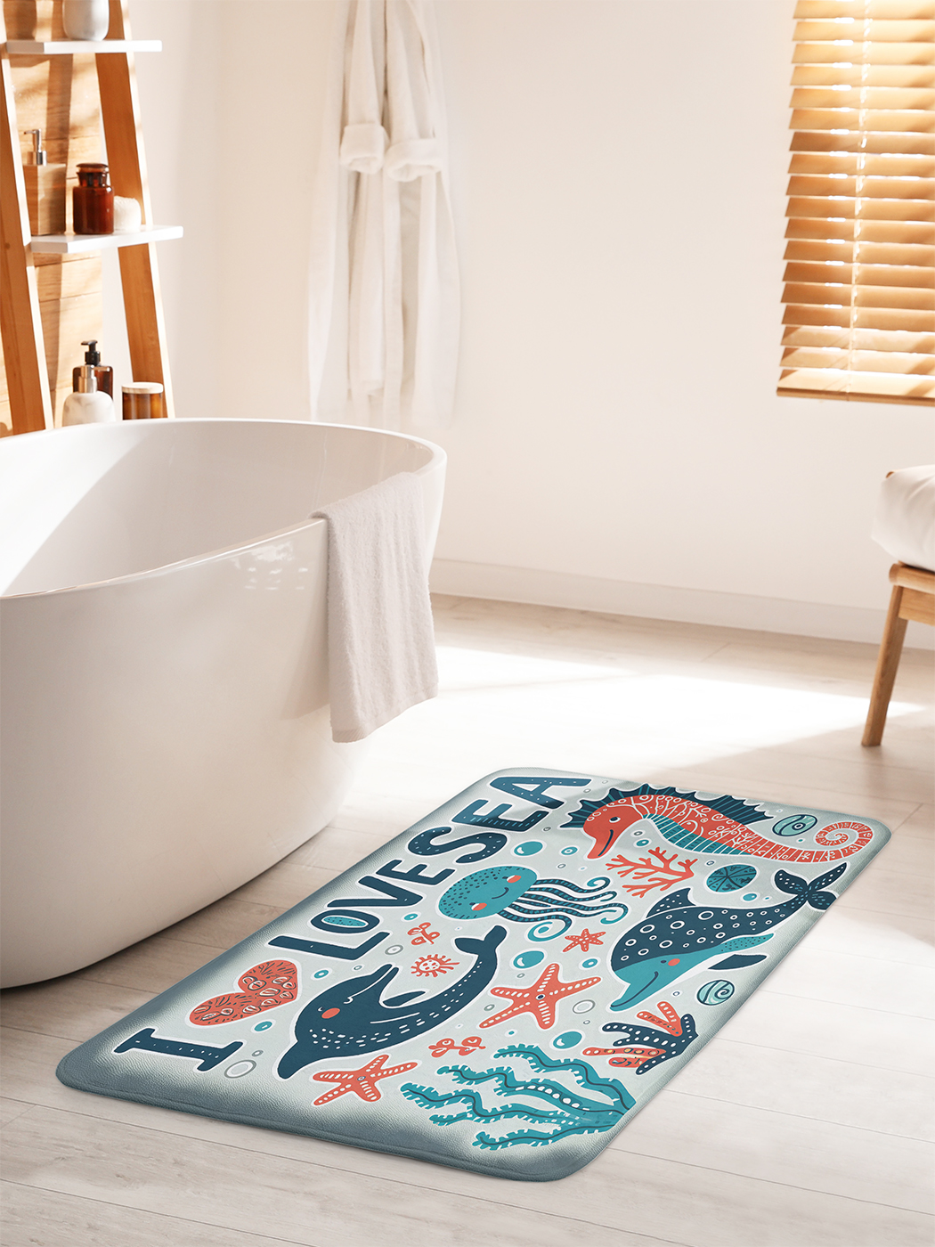 

Коврик для ванной туалета душа JoyArty "Я люблю море", bath_sd3021_60x100