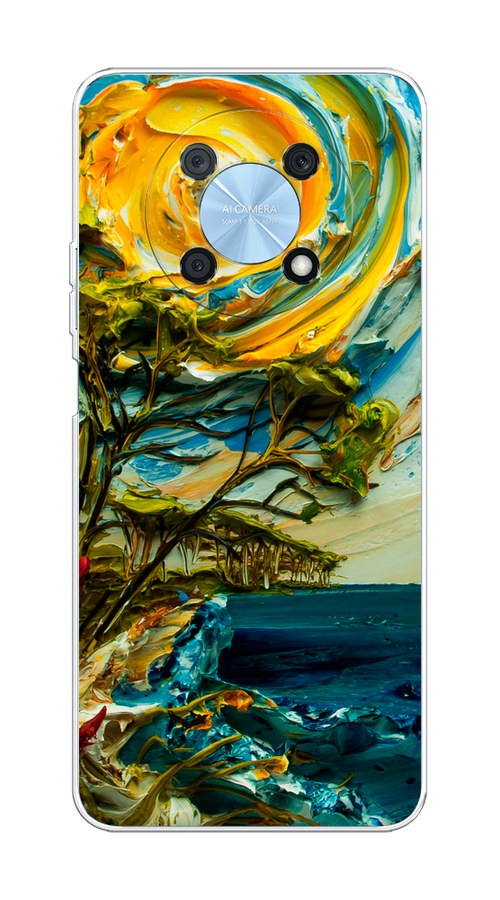 

Чехол на Huawei Nova Y90 "Солнце живопись", Желтый;синий, 6109350-4