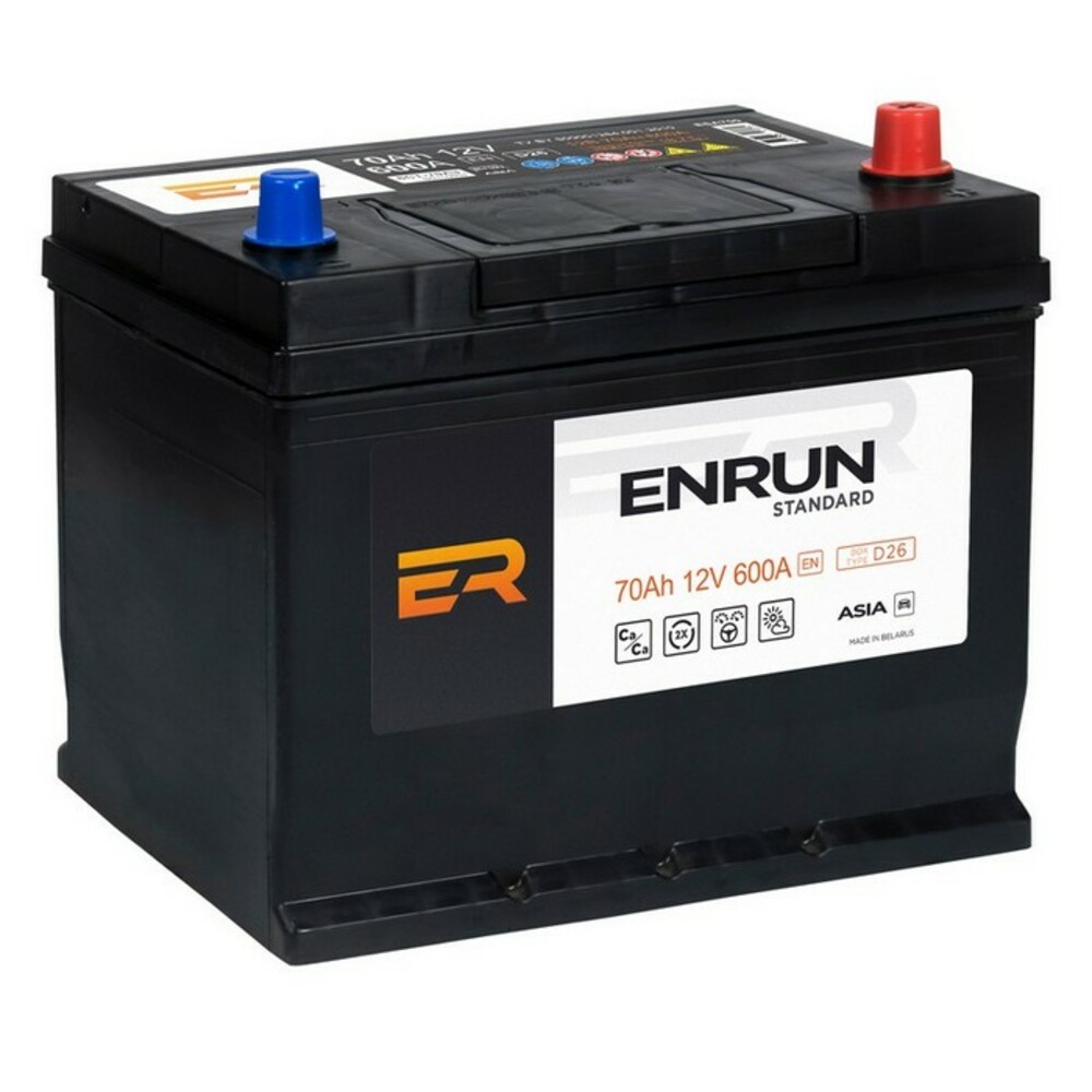 Аккумулятор Enrun Jis Standart 70 А/Ч Обратная R+ D26 261x175x225 En600 А ENRUN арт. ESA70