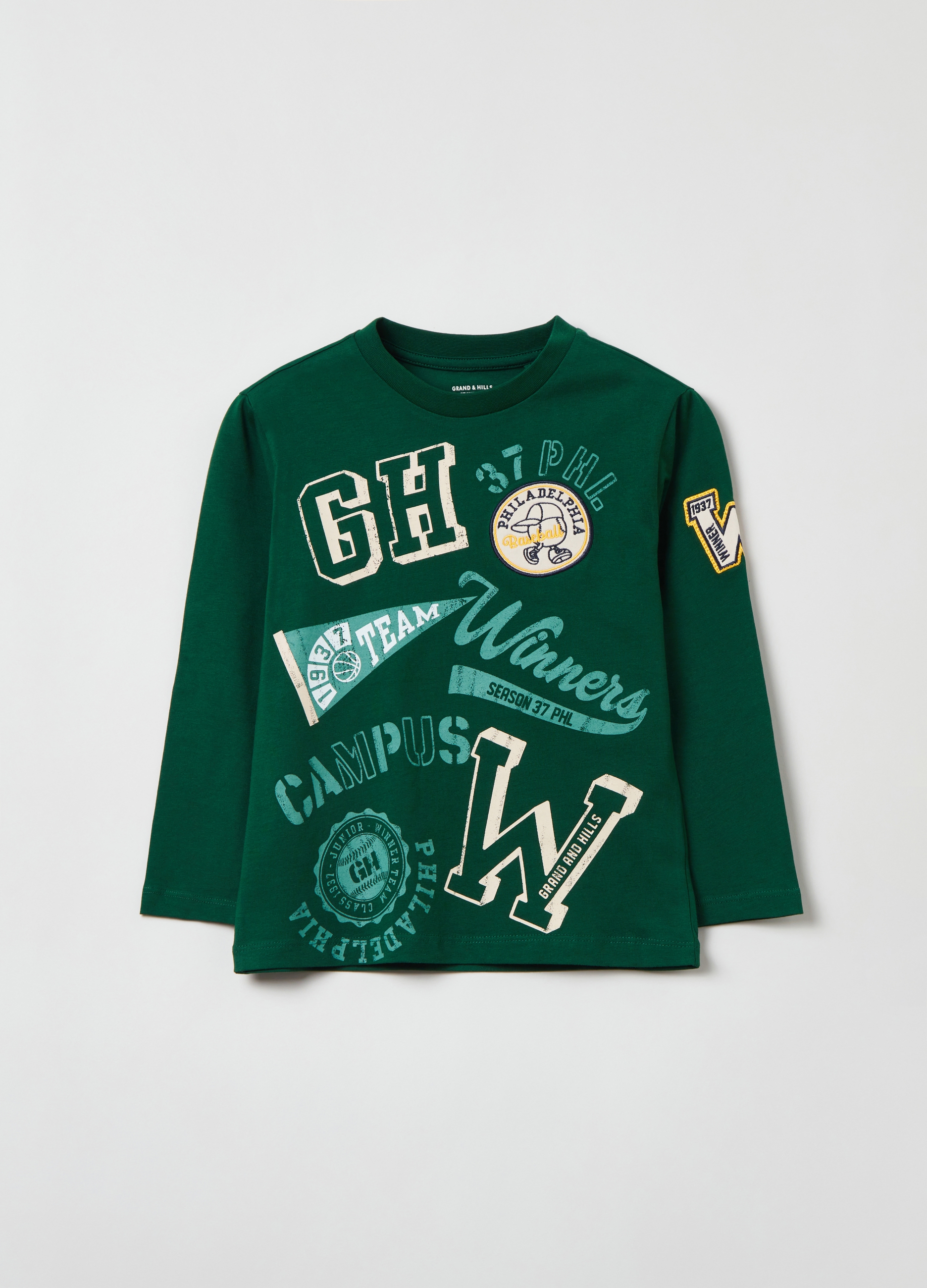 Футболка OVS для мальчиков, зеленая, 6-7 лет, 1834270 футболка для мальчиков зеленая с текстом принтом