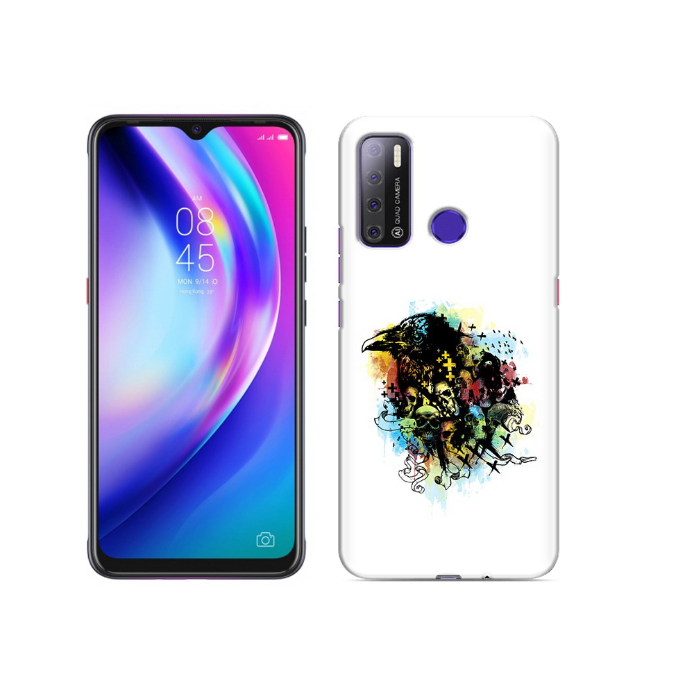 

Чехол MyPads Tocco для Tecno Pouvoir 4 ворон и черепа, Прозрачный, Tocco