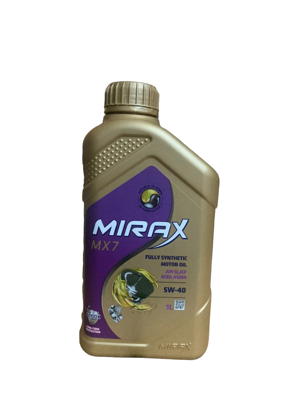 Моторное масло MIRAX MX7 SAE 5W-40, API SL/CF, ACEA A3/B4 Синтетическое 1 л