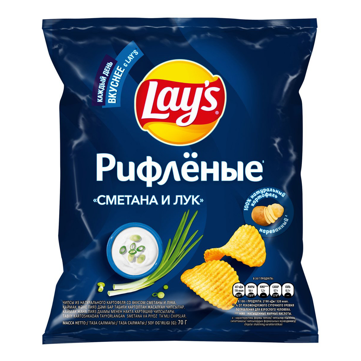 

Чипсы картофельные Lay's рифленые сметана-лук 70 г