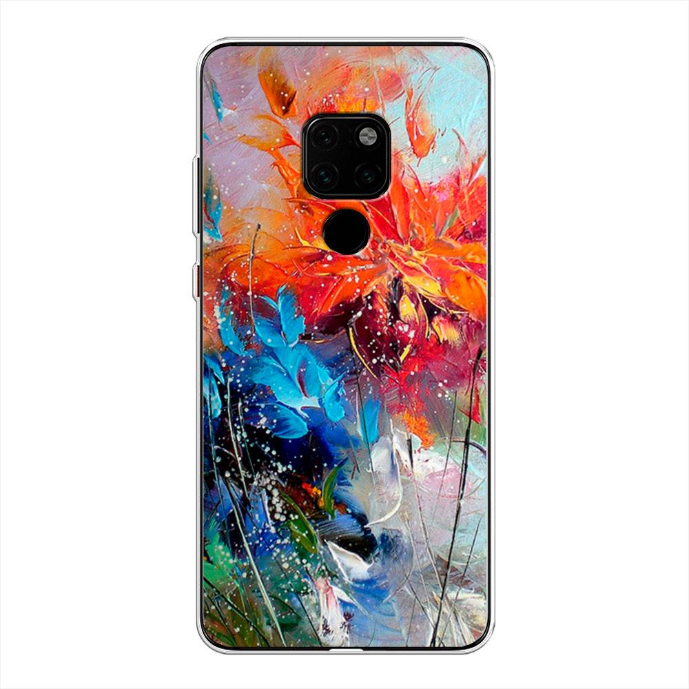 

Чехол на Huawei Mate 20 "Абстрактные цветы", Оранжевый;синий, 66850-4