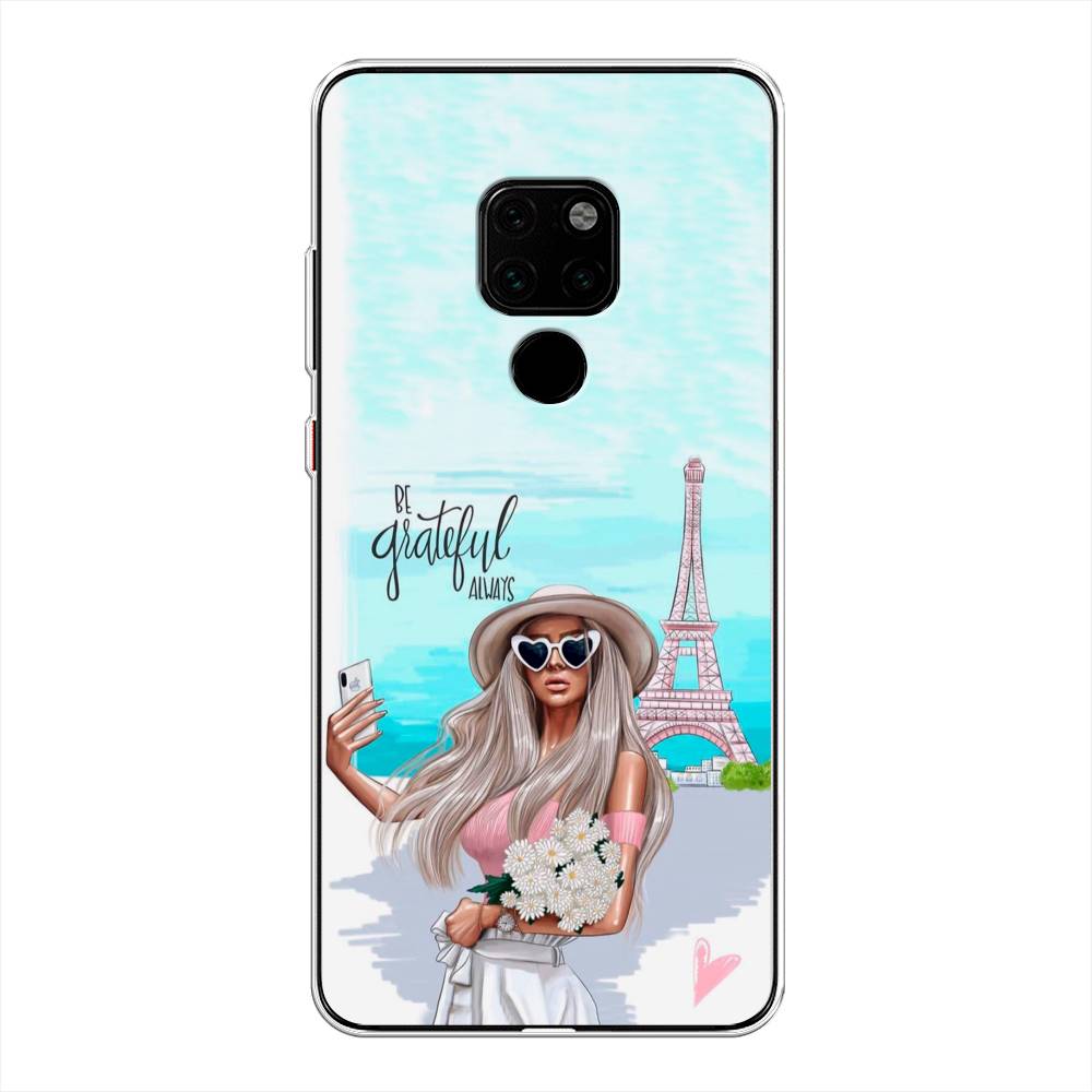 

Чехол на Huawei Mate 20 "Селфи Париж", Голубой;бежевый, 66850-6