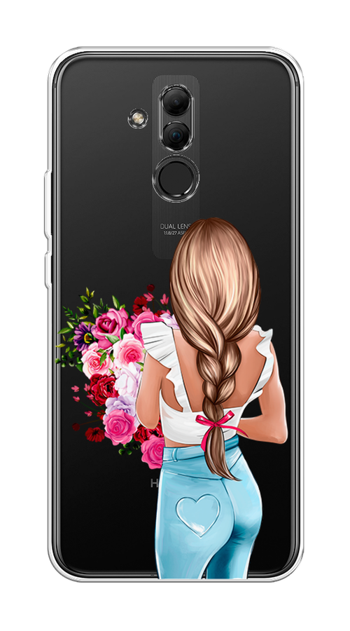 

Чехол на Huawei Mate 20 Lite "Девушка с цветами", Коричневый;розовый;голубой, 66650-6
