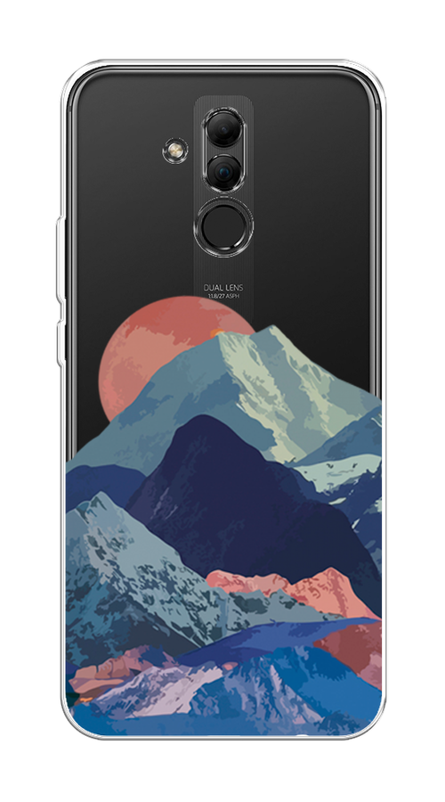 

Чехол на Huawei Mate 20 Lite "Закат в снежных горах", Красный;серый;голубой, 66650-2