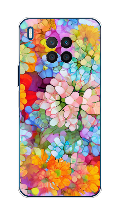 

Чехол на Huawei Nova 8i "Цветы витраж", Оранжевый;розовый;голубой, 6106350-3