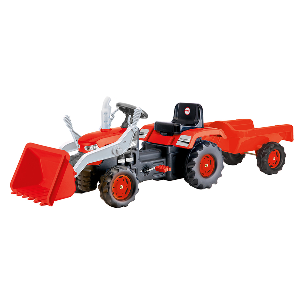 Трактор педальный DOLU, с прицепом и ковшом, клаксон falk трактор педальный с прицепом fal 2020ab