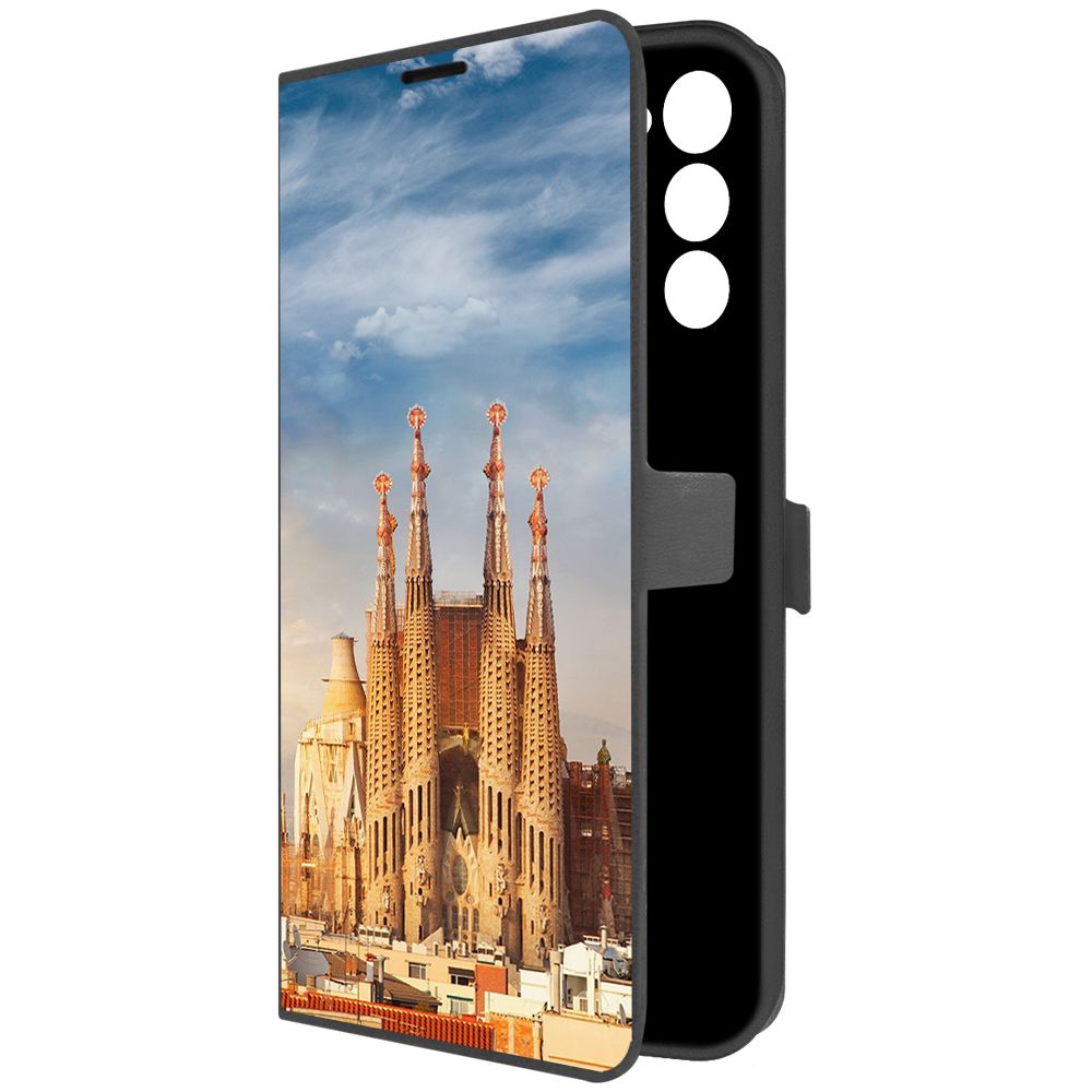 Чехол-книжка Krutoff Eco Book для TECNO Spark 8C Испания, Саграда Фамилия (черный)