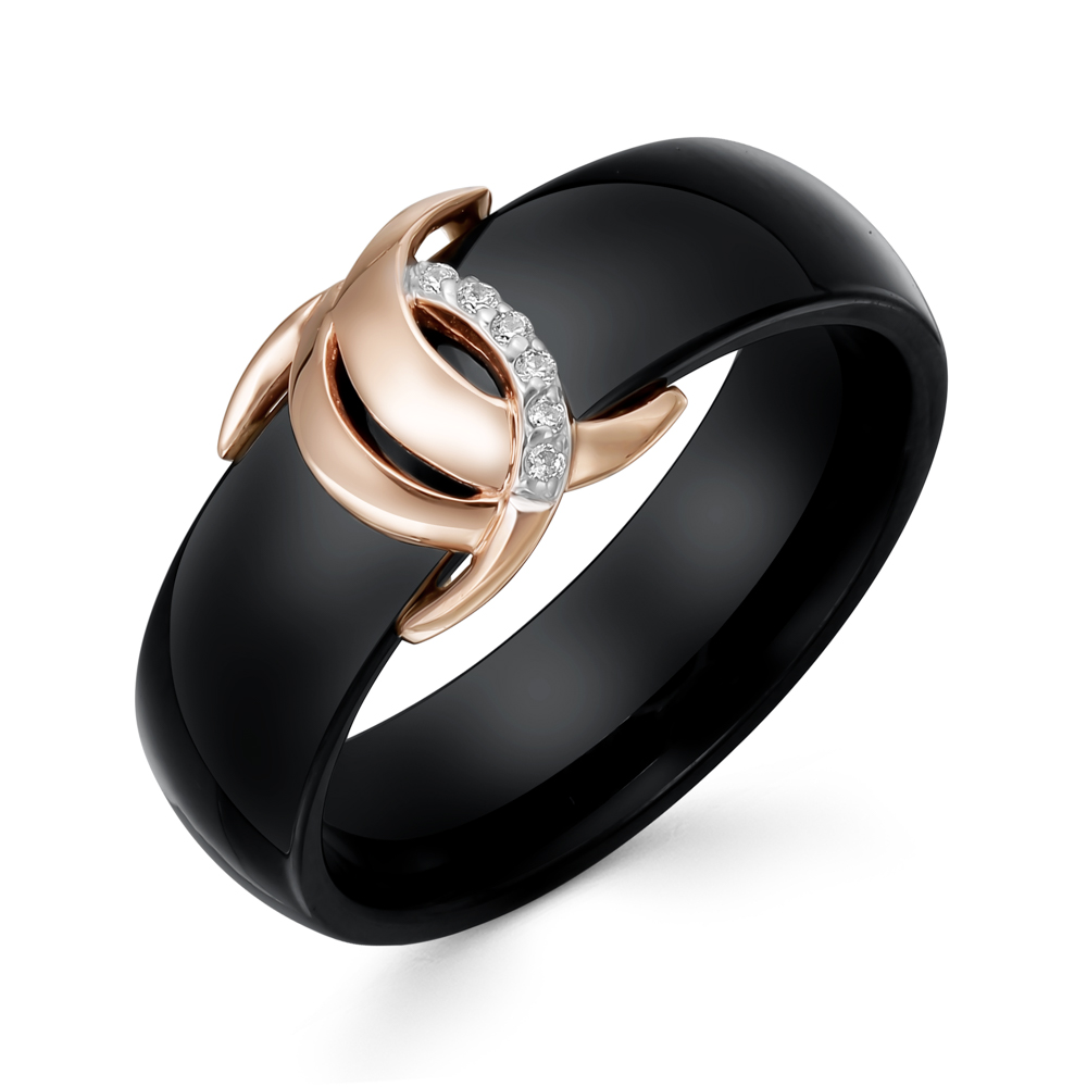 

Кольцо из желтого золота с керамикой, фианитом р. 17 ЯХОНТ Ювелирный 240710, 240710