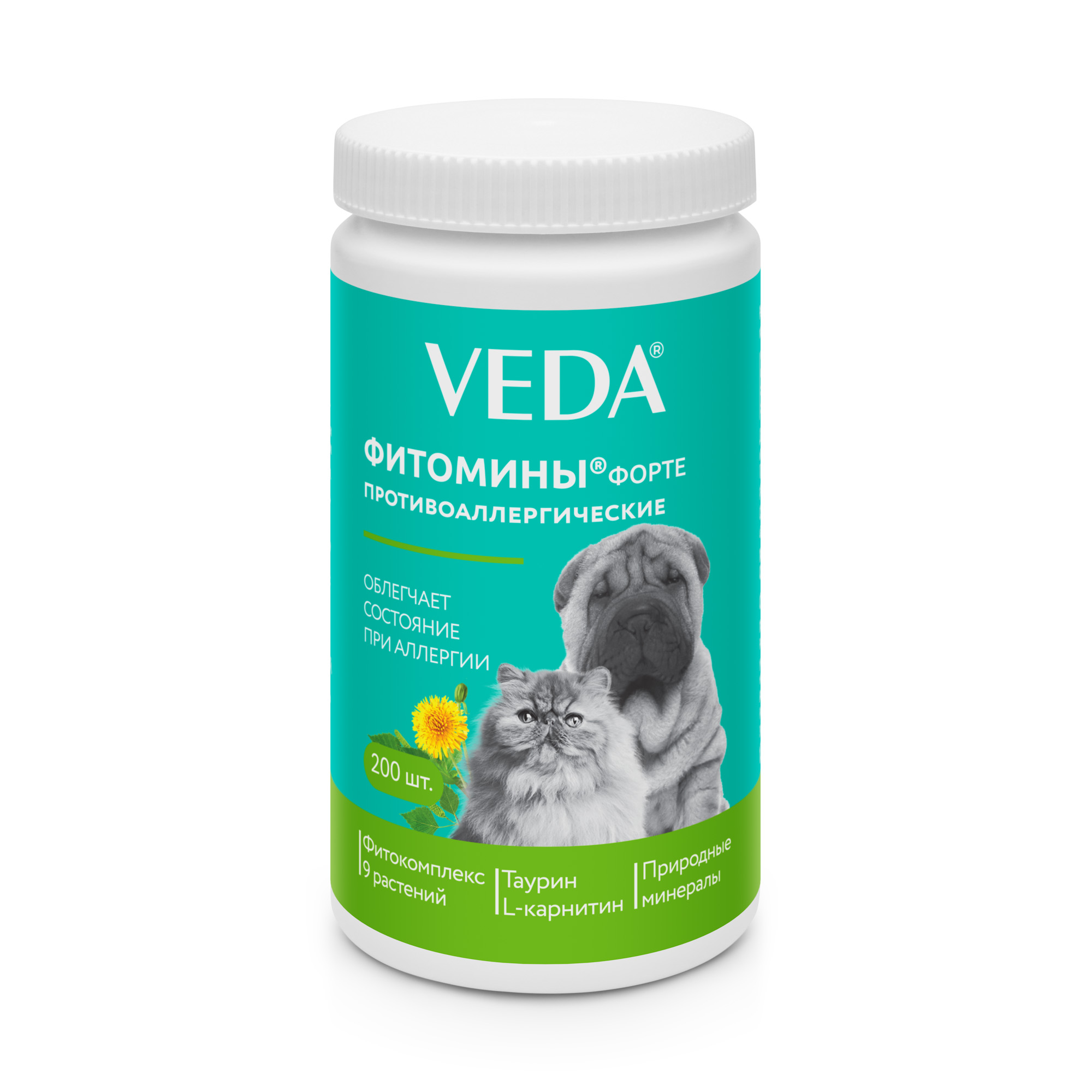 Фитомины для собак и кошек Veda, противоаллергические, 200 шт
