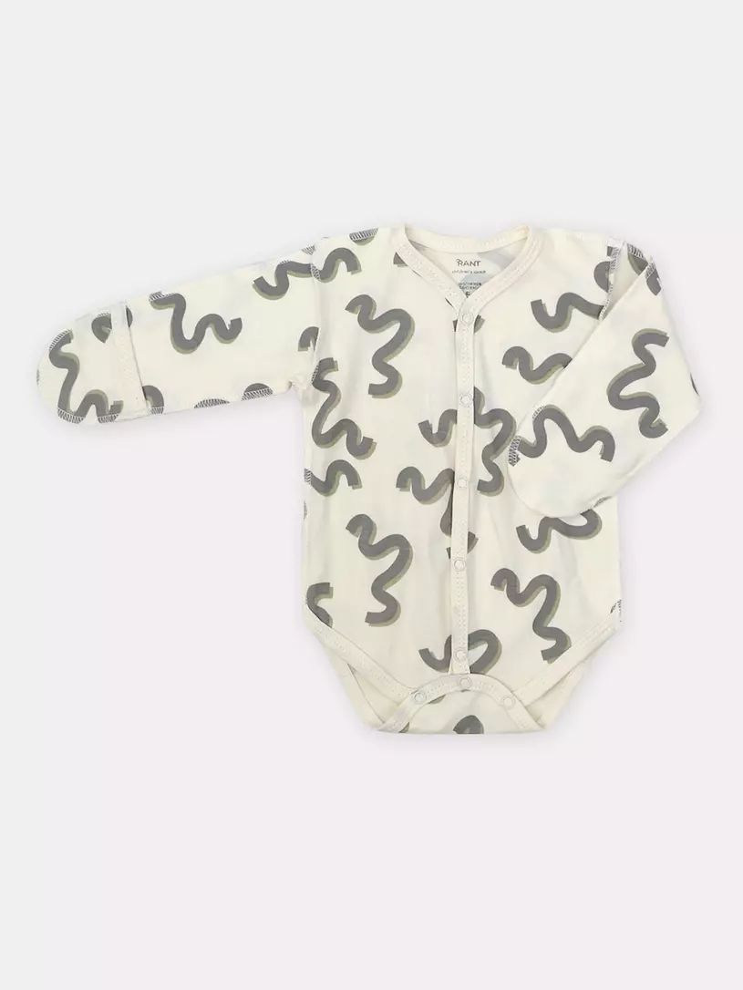 Боди с длинным рукавом Rant HUGS AND KISSES Pattern Beige р.56 боди с длинным рукавом rant hugs and kisses pattern grey р 62