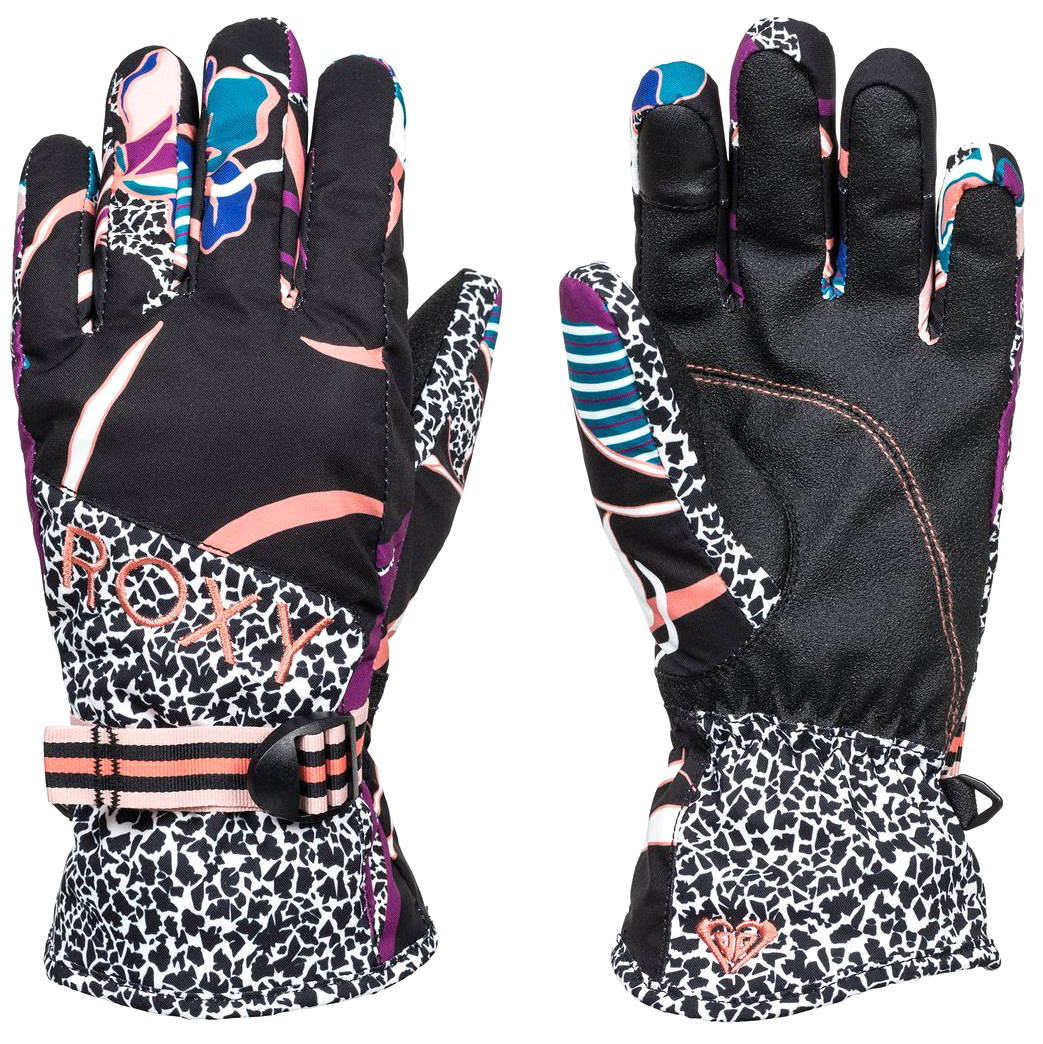 фото Перчатки roxy jetty se gloves j, true black pop flowers, s