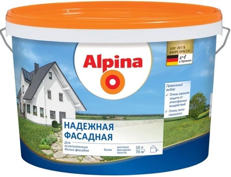 ALPINA Fassadenfarbe Надежная фасадная белая краска атмосферостойкая матовая (10л)