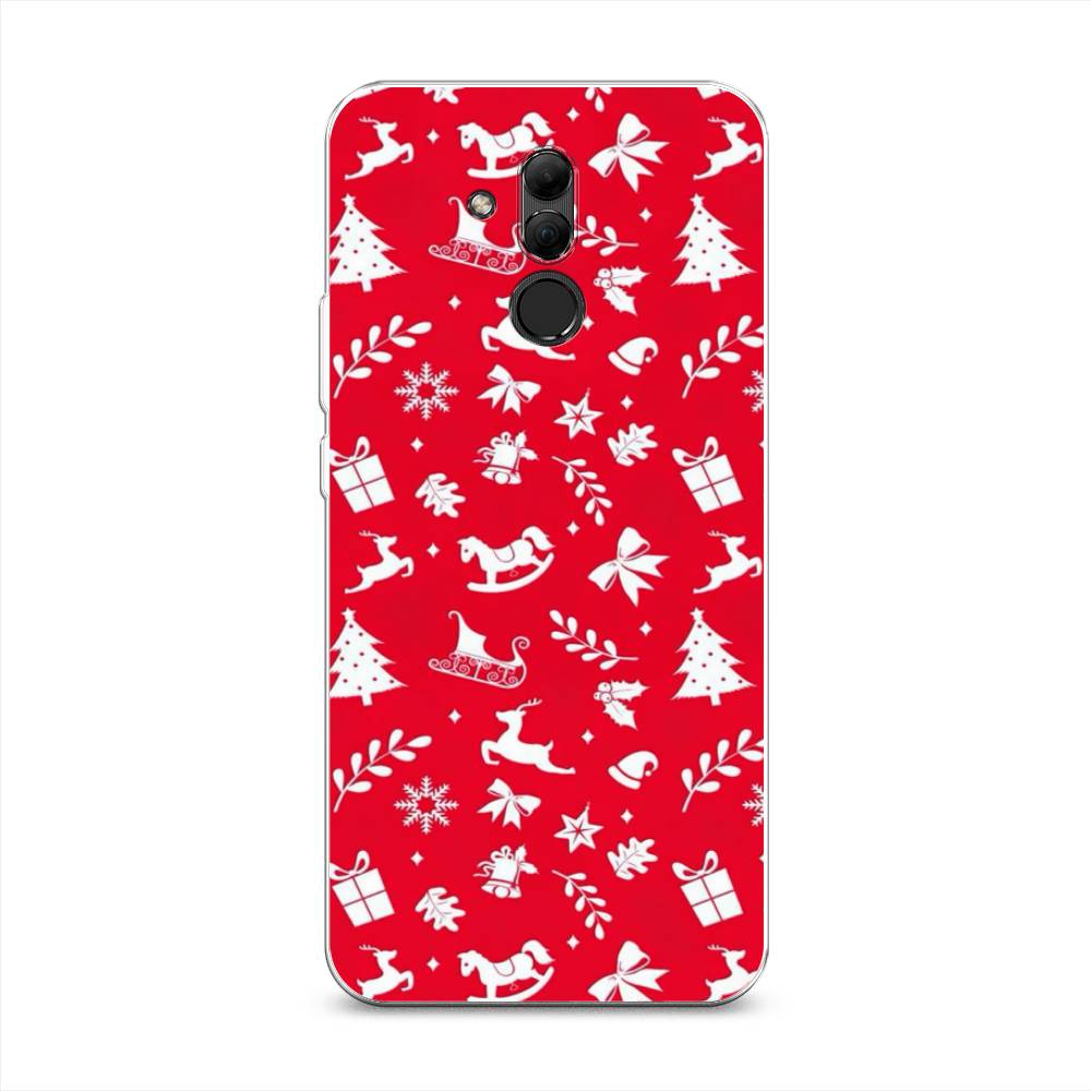 

Чехол на Huawei Mate 20 Lite "Красный новогодний фон", Красный;белый, 66650-5