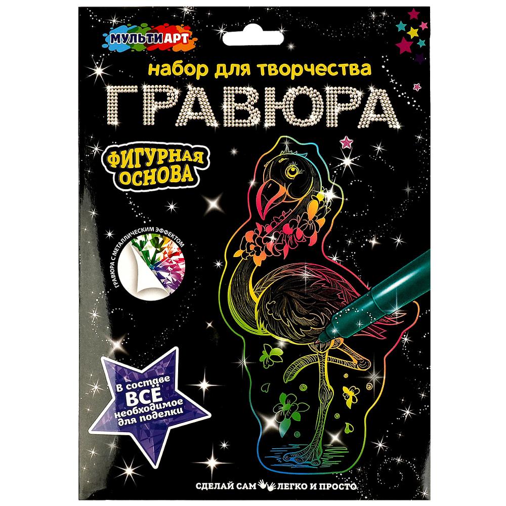 

Гравюра цветная 18х24 см. фламинго MultiArt SCRATCH-MIX-FIG