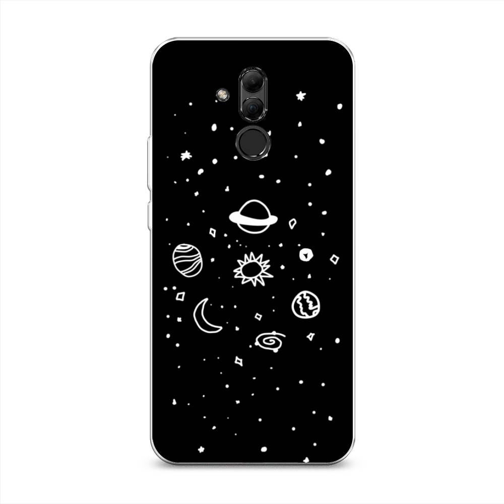 

Чехол на Huawei Mate 20 Lite "Дудл солнечной системы", Бежевый;серый, 66650-2