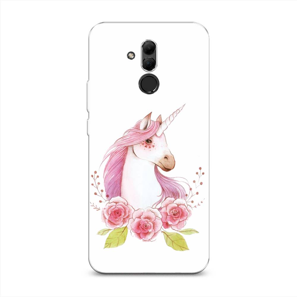 

Чехол на Huawei Mate 20 Lite "Единорог цветы", Белый;розовый;серый, 66650-1