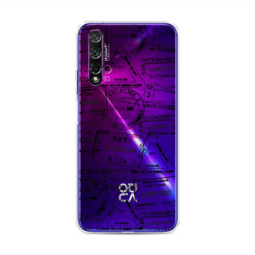 

Чехол на Huawei Nova 5T/Honor 20 "Visa stamps 2", Белый;черный;серый, 610550-2