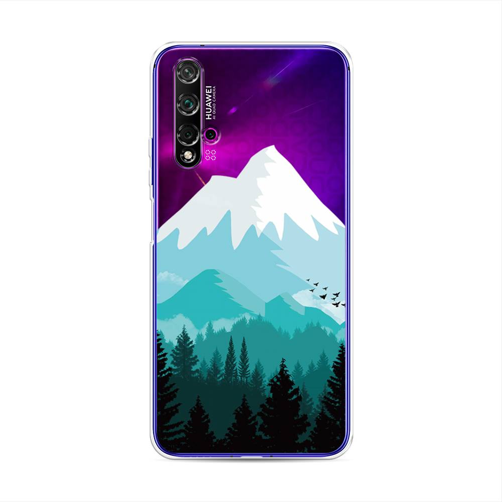 

Чехол на Huawei Nova 5T/Honor 20 "Синяя снежная гора", Белый;голубой, 610550-2