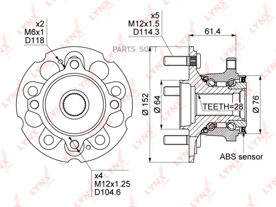 

Ступица задняя в сборе L=R HONDA CRV III 2.0/2.4L all 07-> LYNXauto WH-1080