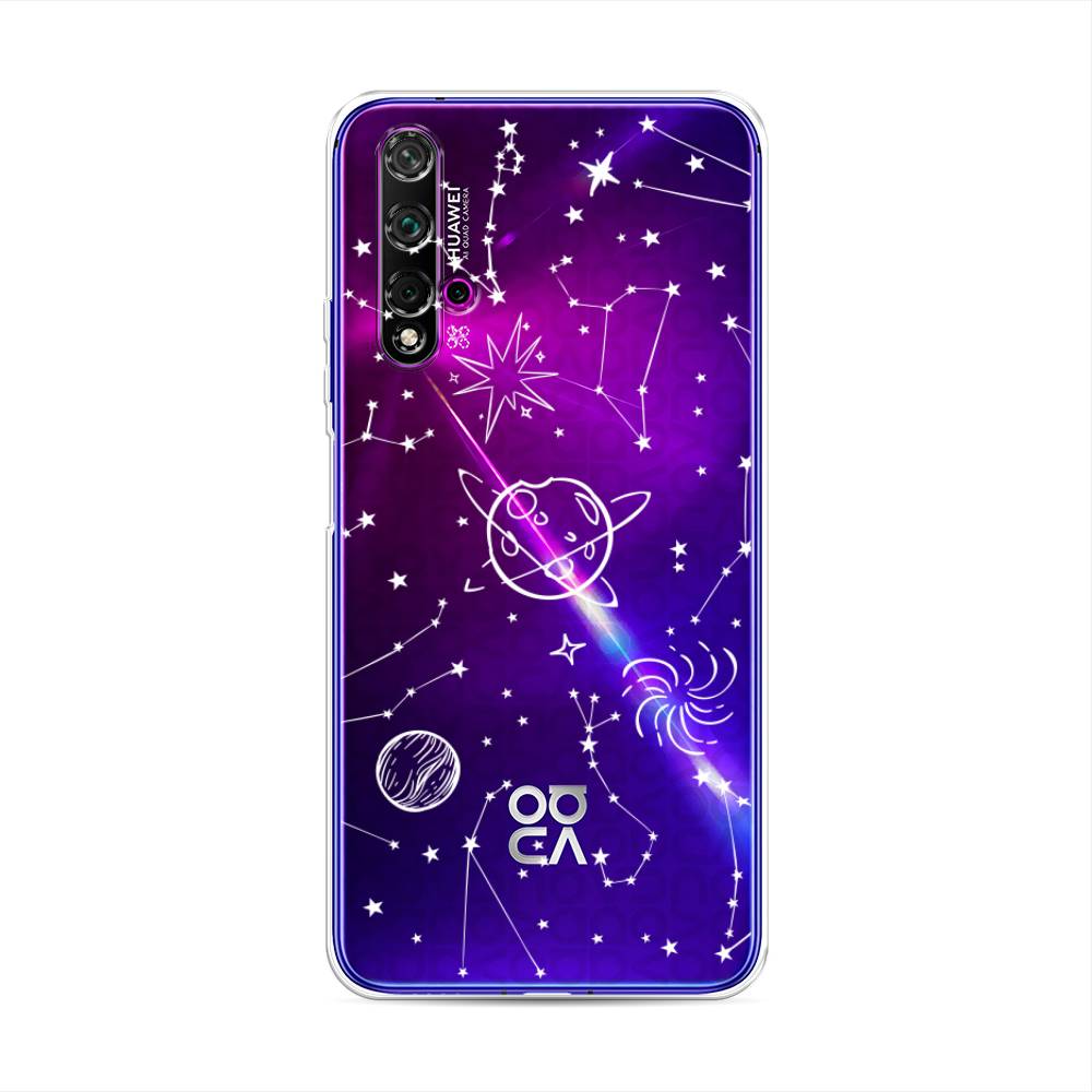 

Чехол на Huawei Nova 5T/Honor 20 "Планеты в космосе", Белый, 610550-2