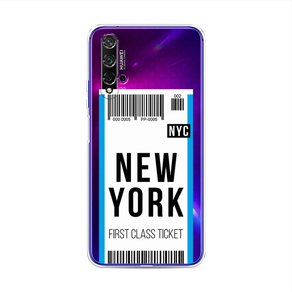 

Чехол для Huawei Nova 5T/Honor 20 "Билет в Нью-Йорк", Белый;голубой, 610550-6