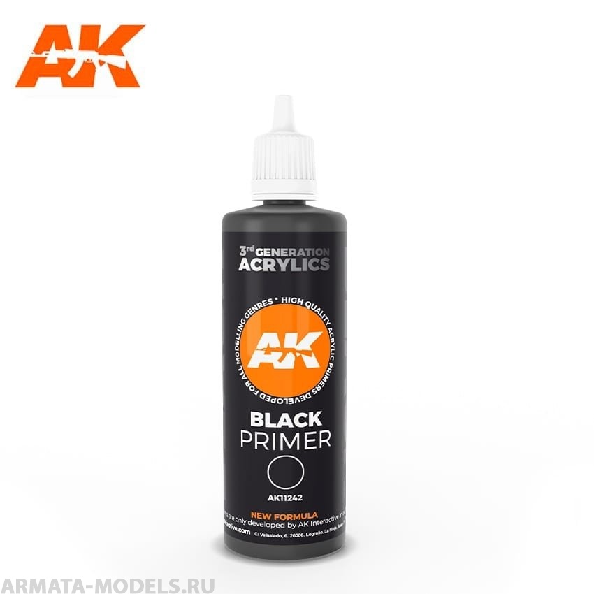 фото Ak11242 грунтовка black primer 100 ml 3rd generation ak-interactive