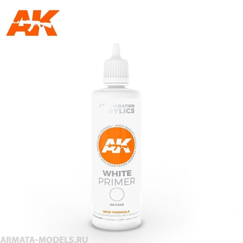 фото Ak11240 грунтовка white primer 100 ml 3rd generation ak-interactive