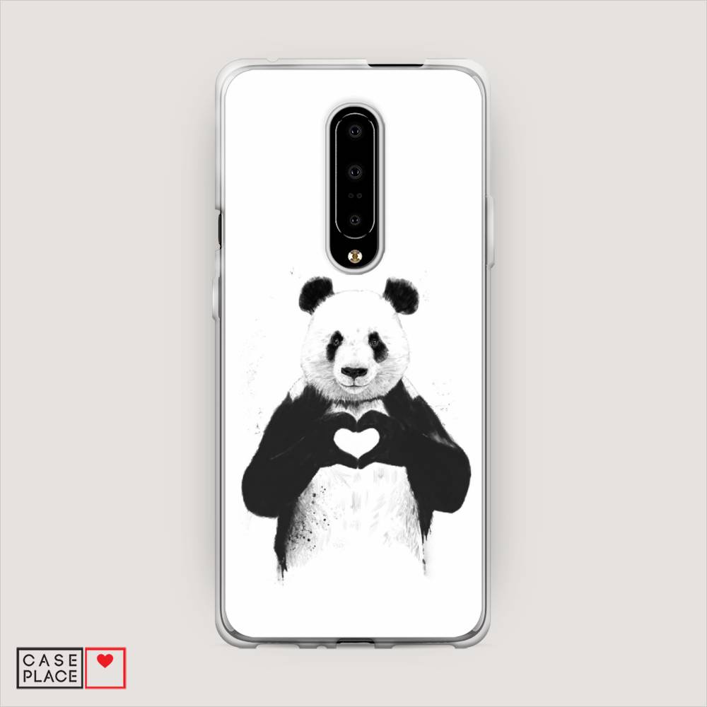 

Чехол Awog на OnePlus 7 Pro / ВанПлас 7 Pro "Панда love", Серебристый, 150850-10