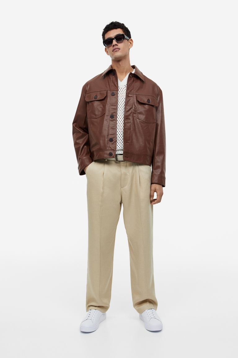 Кожаная куртка мужская H&M 1133261001 коричневая 3XL (доставка из-за рубежа)