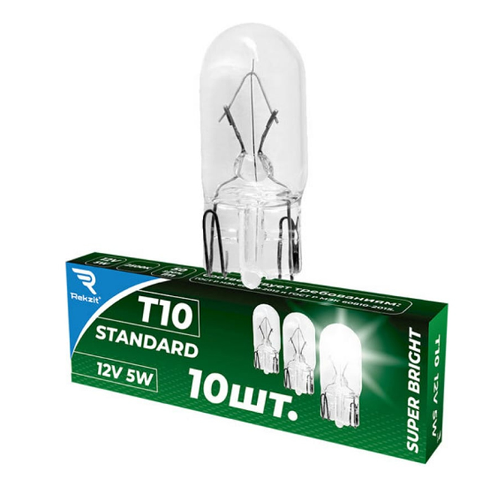 Лампа накаливания Rekzit T10, 12V5W, Standard 90350