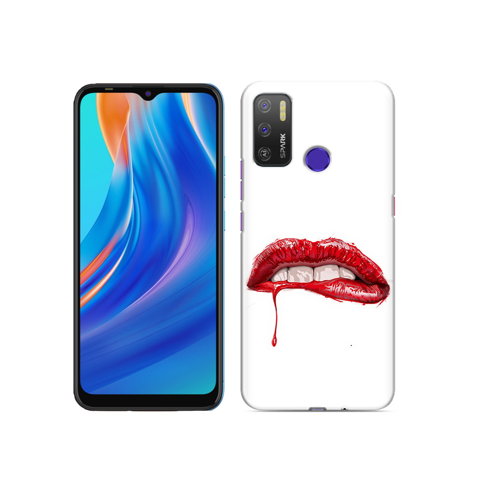 

Чехол MyPads Tocco для Tecno Spark 5 Air яркие красные губы, Прозрачный, Tocco