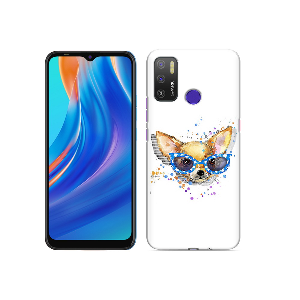 

Чехол MyPads Tocco для Tecno Spark 5 Air чихуа-хуа в очках, Прозрачный, Tocco
