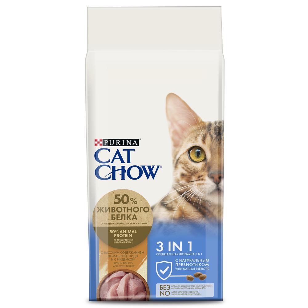 фото Сухой корм для кошек cat chow special care 3 in 1, домашняя птица, 15кг