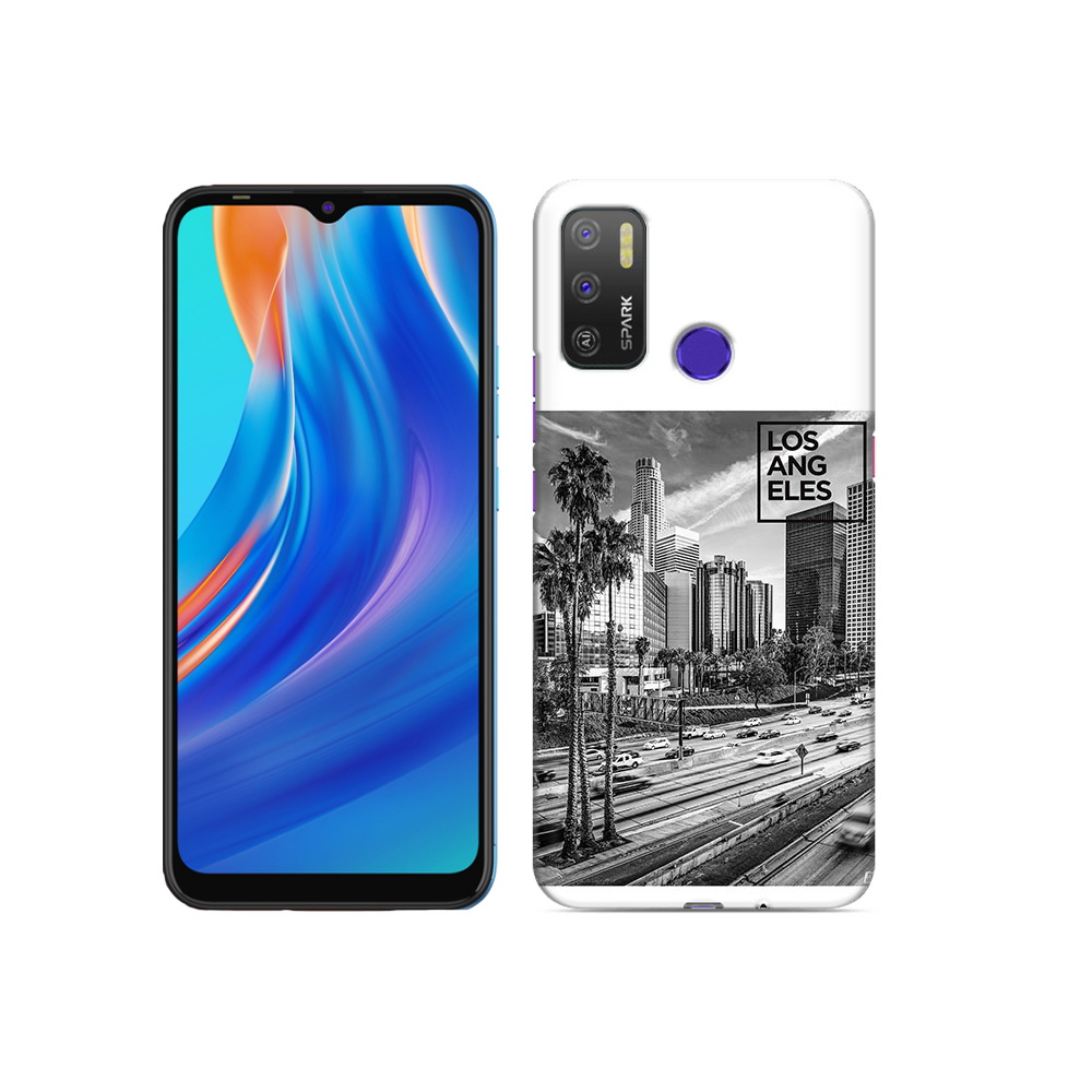 

Чехол MyPads Tocco для Tecno Spark 5 Air черно белый лос анджелес, Прозрачный, Tocco