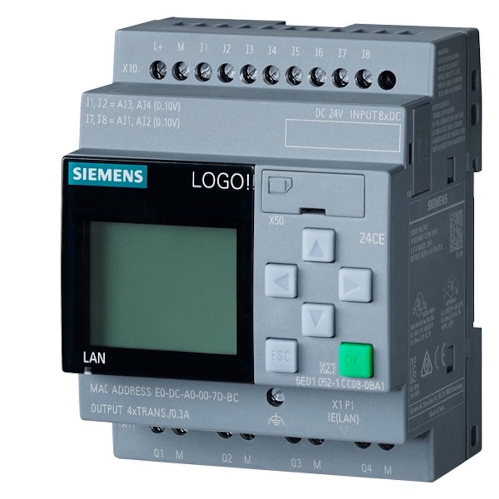 Логический модуль Siemens LOGO! 24CE, с дисплеем В24, 8 DI 4AI 4 DQ 6ED10521CC080BA1