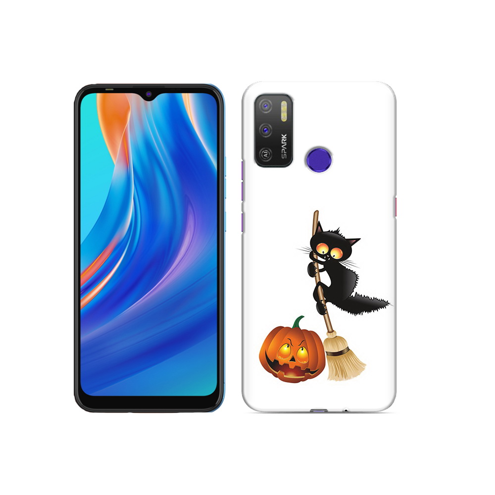 

Чехол MyPads Tocco для Tecno Spark 5 Air хэлуинский котик, Прозрачный, Tocco