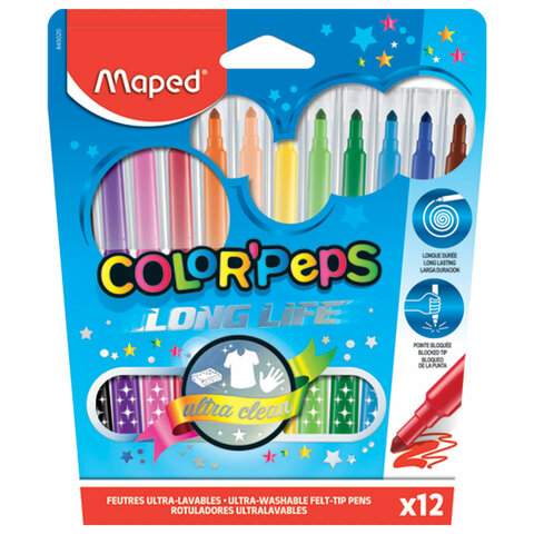 

Набор фломастеров Maped "Color'Peps Long Life", арт. 150622, 12 цв х 3 упак.