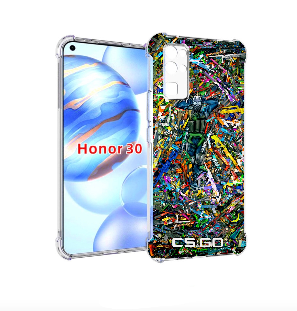 

Чехол бампер MyPads CS GO guns skins мужской для Honor 30 (BMH-A, Прозрачный, Tocco