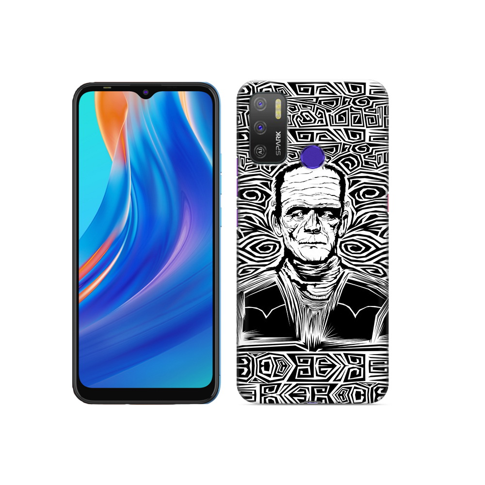 

Чехол MyPads Tocco для Tecno Spark 5 Air франкенштейн черно белый, Прозрачный, Tocco