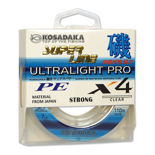 Леска (шнур) KOSADAKA SUPER LINE PE X4 ULTRALIGHT PRO (BSLX4JP-110-CL-010 (110 м 0,1мм)